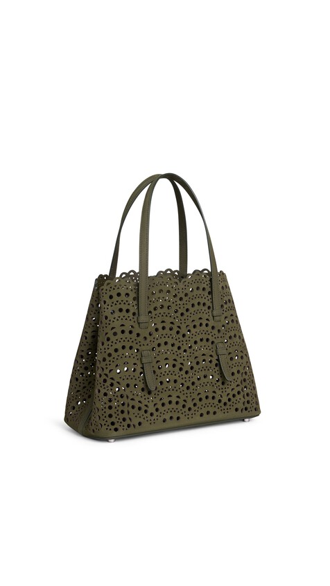 ALA&Iuml;A MINA 25 BAG IN VIENNE WAVE NUBUCK KAKI - View 2