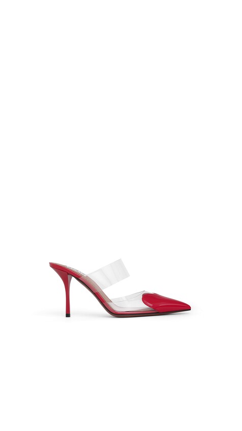 ALA&Iuml;A LE C&OElig;UR MULES IN PATENT LEATHER RED