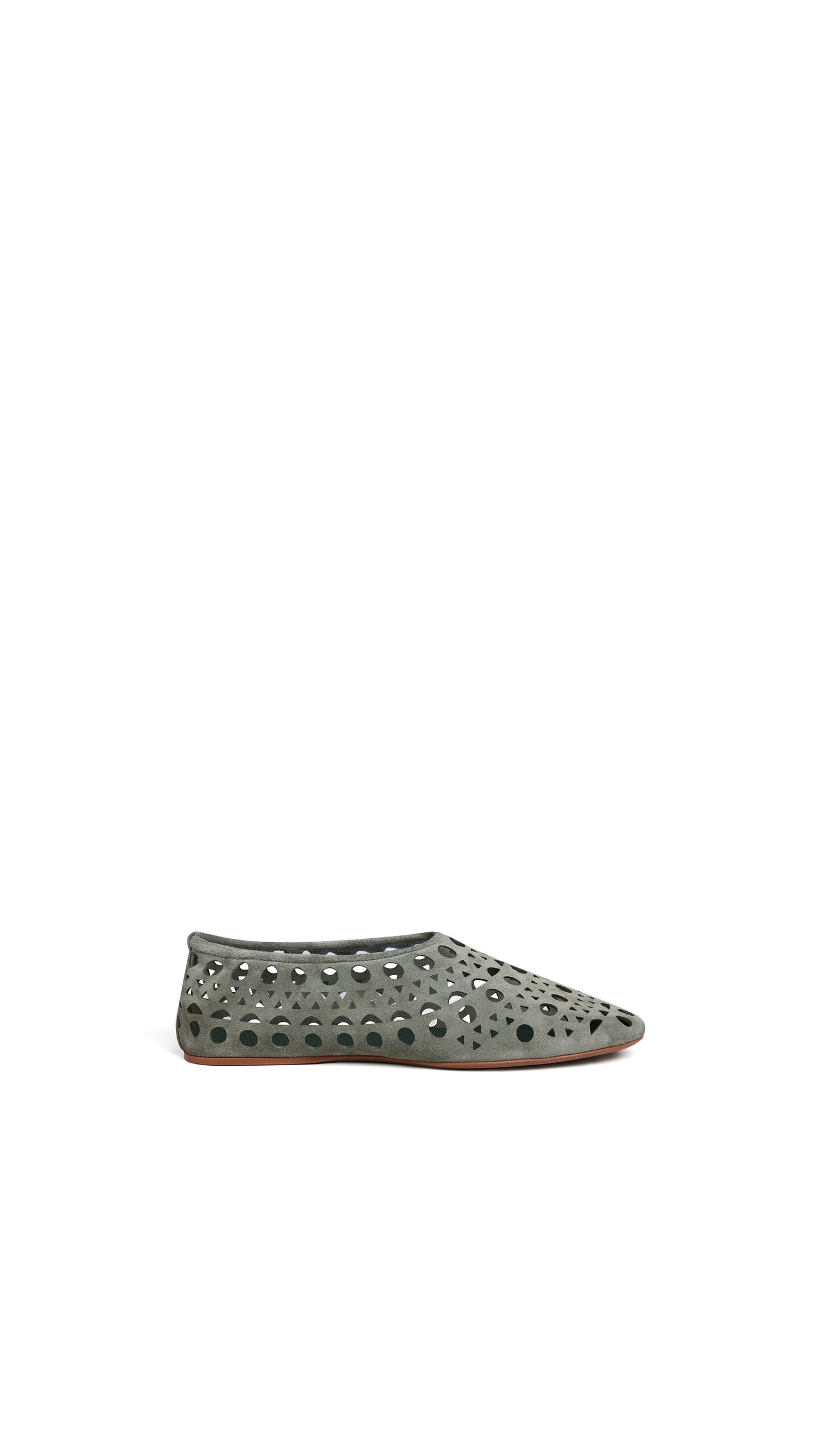 ALA&Iuml;A SLIPPERS VIENNE IN VELVET CALFSKIN KAKI
