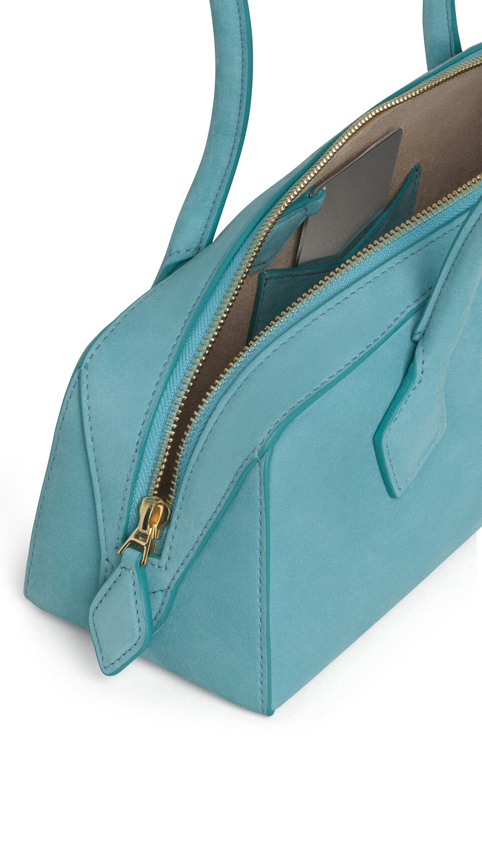 ALA&Iuml;A LE TECKEL MEDIUM BAG IN NUBUCK APATITE - View 3