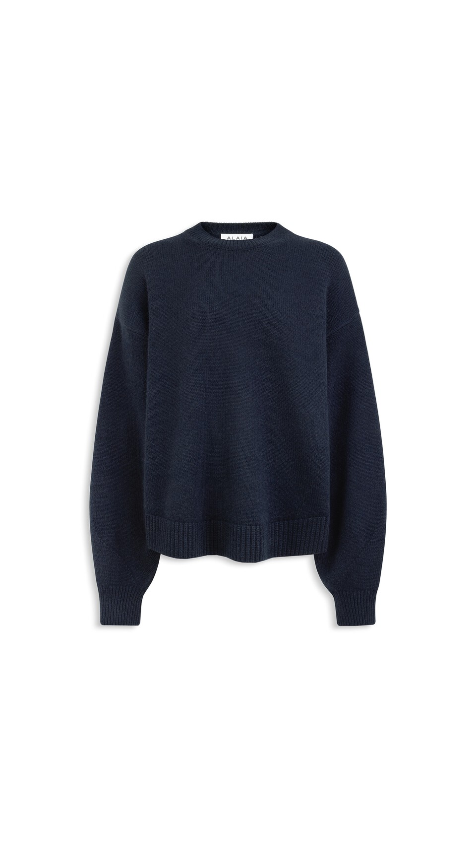 ALA&Iuml;A KASCHMIRPULLOVER MIT RUNDHALSKRAGEN MITTERNACHT