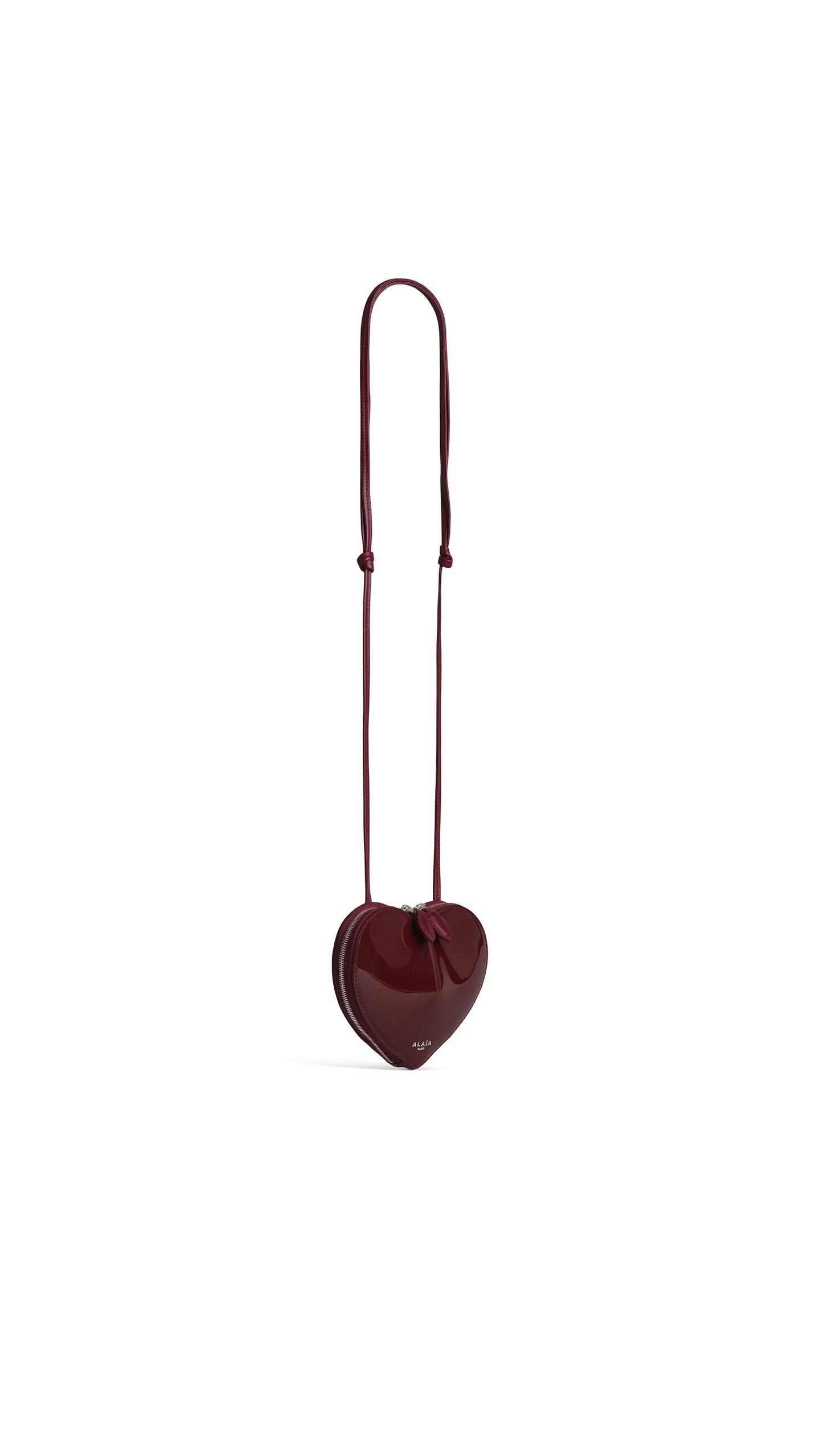 ALA&Iuml;A LE C&OElig;UR SMALL BAG IN PATENT LEATHER GARNET RED - View 2