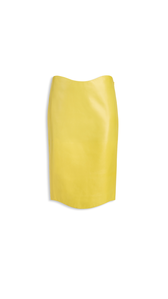 YELLOW - ALA&Iuml;A LAMBSKIN PENCIL SKIRT
