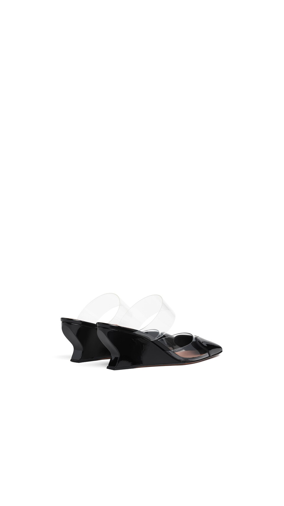 ALA&Iuml;A LE COEUR WEDGE MULES IN PATENT LEATHER BLACK - View 3