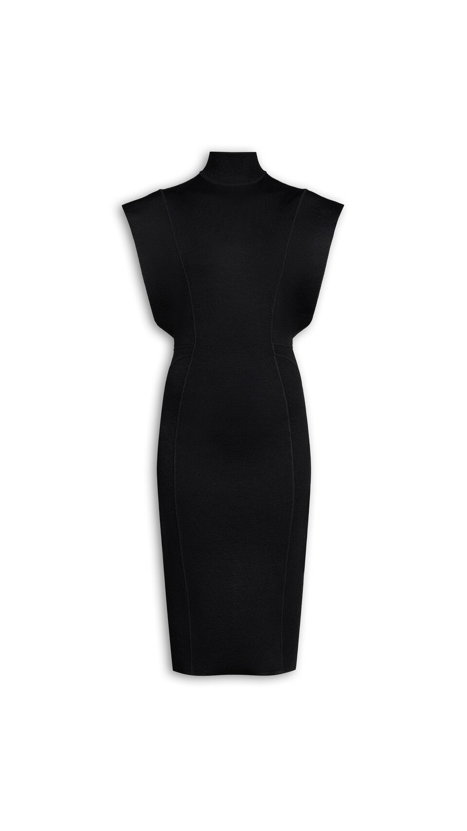 ALA&Iuml;A SILK KNIT CINCHED LONG DRESS BLACK