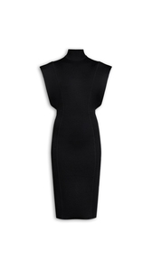 BLACK - ALA&Iuml;A SILK KNIT CINCHED LONG DRESS