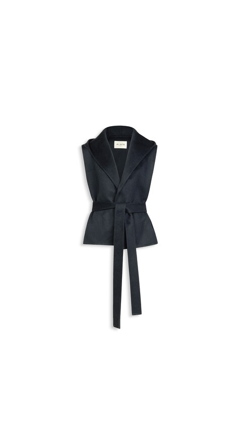 ALA&Iuml;A DOUBLE FACE CASHMERE HOODED JACKET MIDNIGHT - View 2