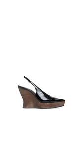 BLACK - ALA&Iuml;A CLOGS WEDGE SLINGBACKS IN PATENT CALFSKIN