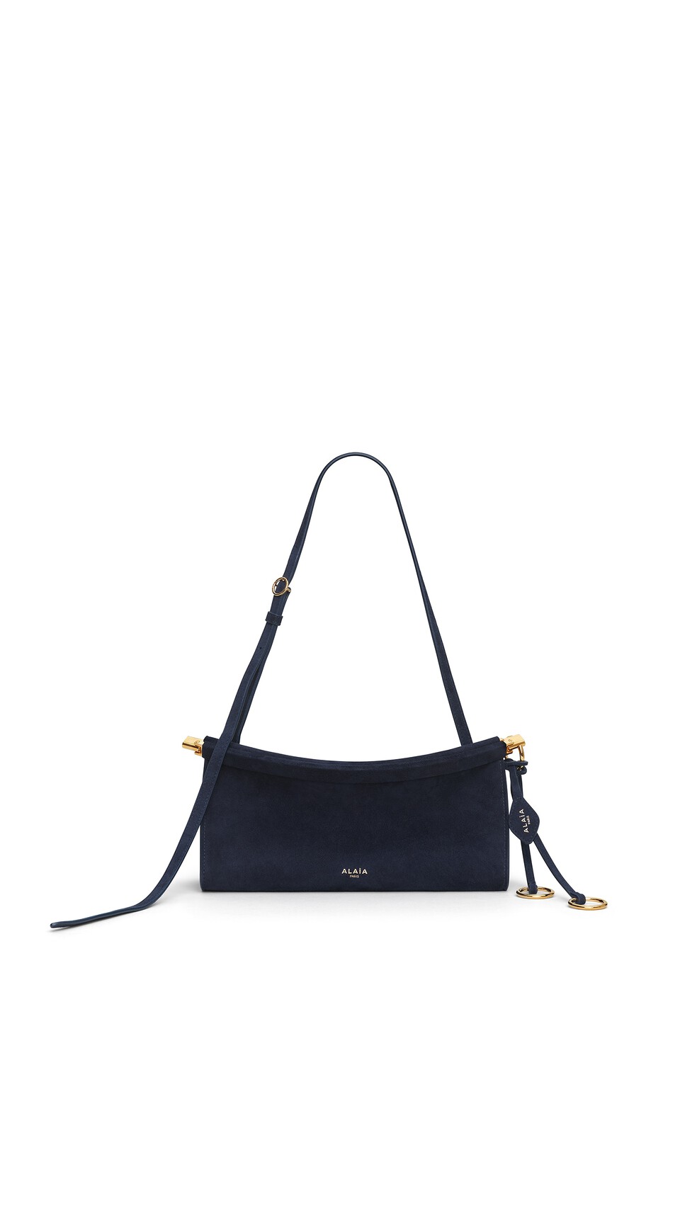 ALA&Iuml;A LE CLICK EAST WEST SMALL BAG IN SUEDE MIDNIGHT