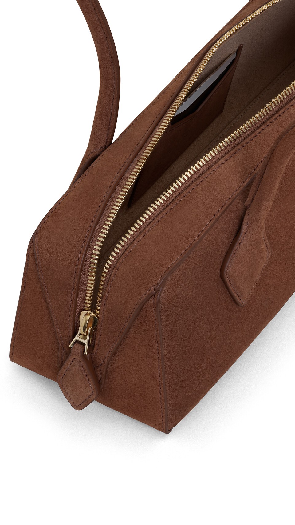 ALA&Iuml;A LE TECKEL MEDIUM BAG IN NUBUCK BROWN - View 3