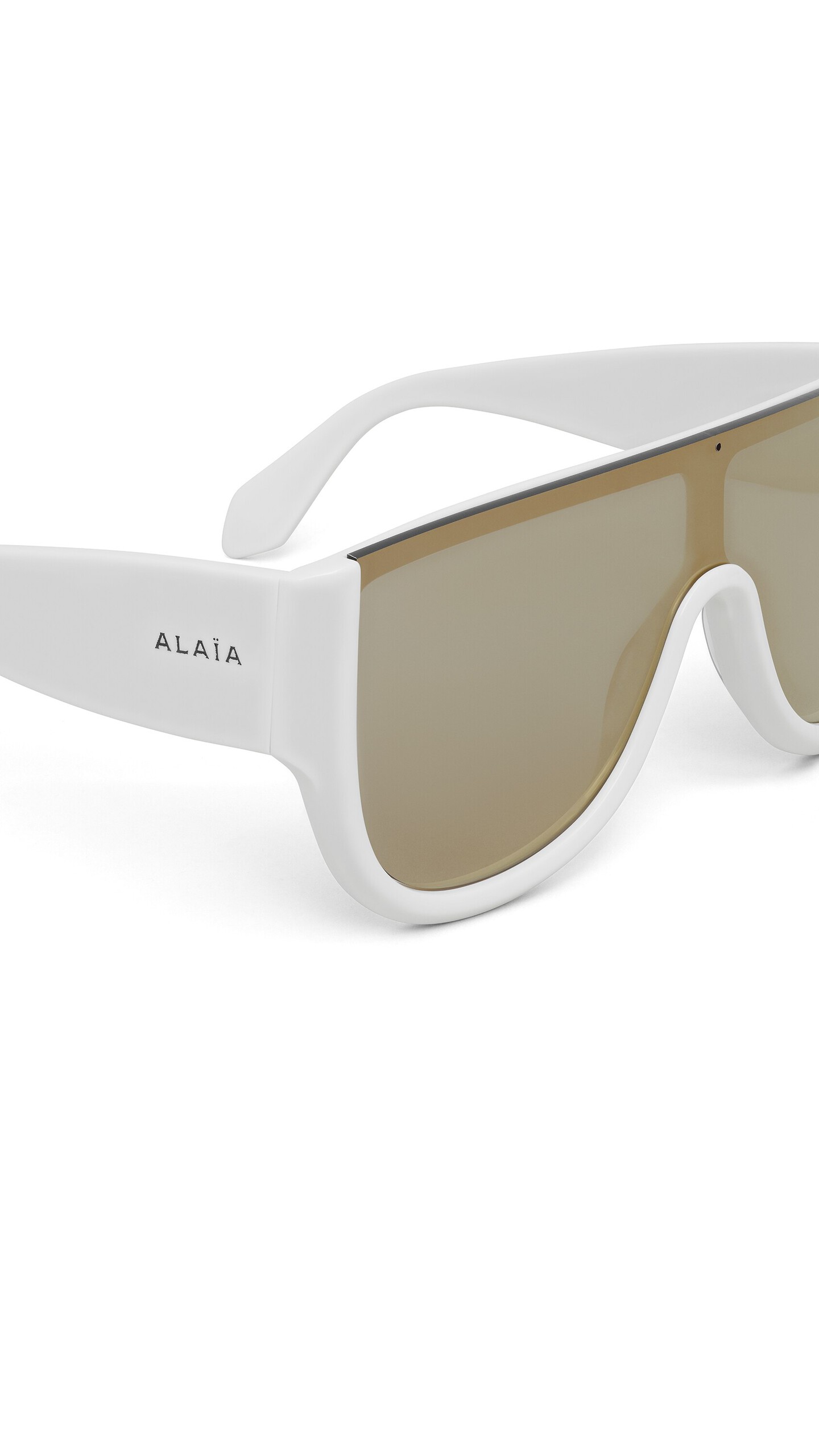 ALA&Iuml;A MASK SUNGLASSES WHITE/GOLD - View 3