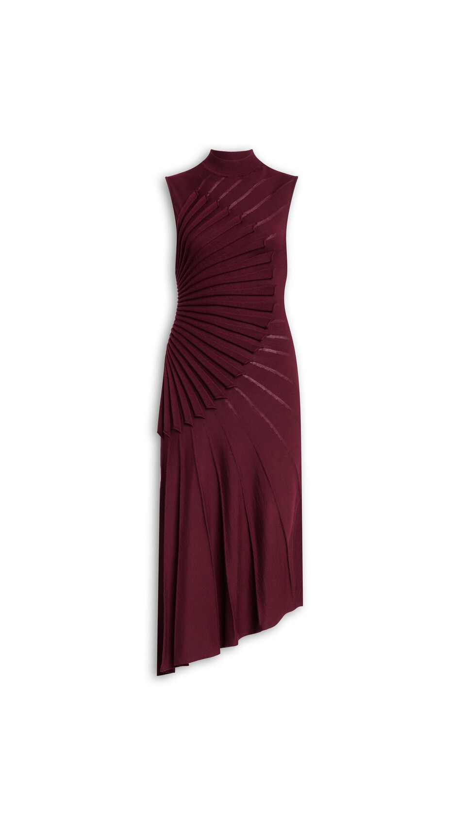 ALA&Iuml;A SCULPTING WOOL DRESS BURGUNDY