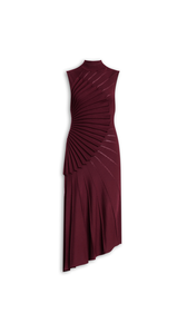 BURGUNDY - ALA&Iuml;A SCULPTING WOOL DRESS