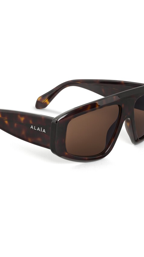 ALA&Iuml;A AVIATOR MASK SUNGLASSES DARK HAVANA - View 2