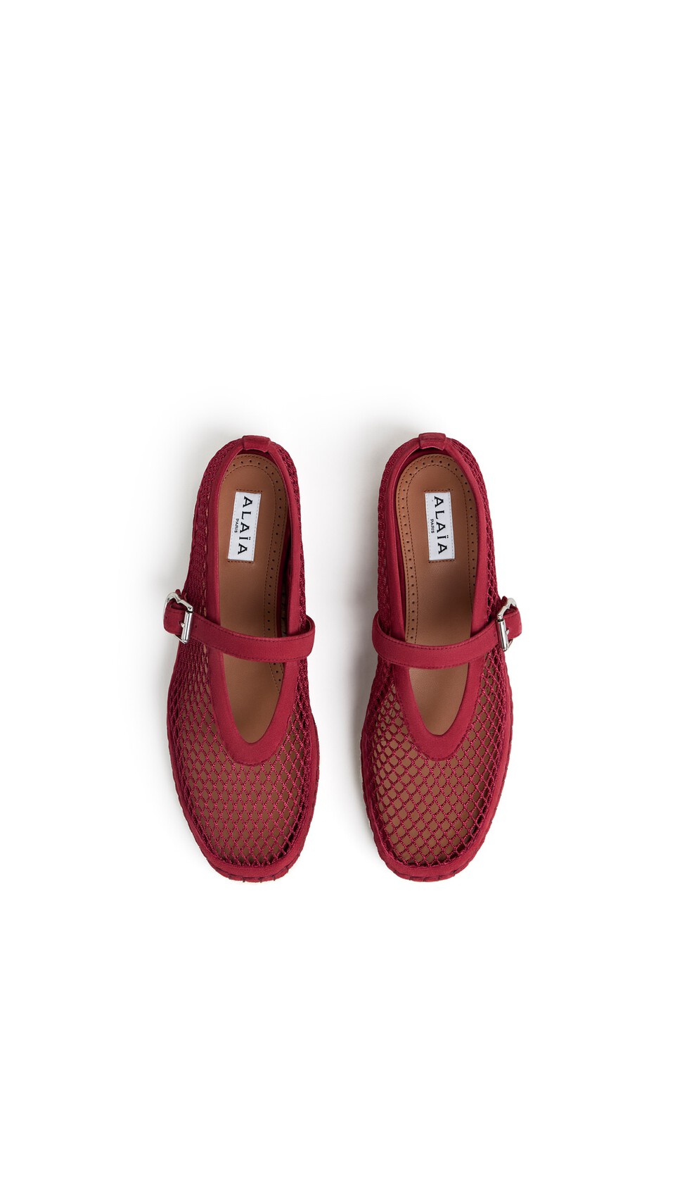 ALA&Iuml;A ESPADRILLES IN FISHNET AND SUEDE CARMINE - View 4
