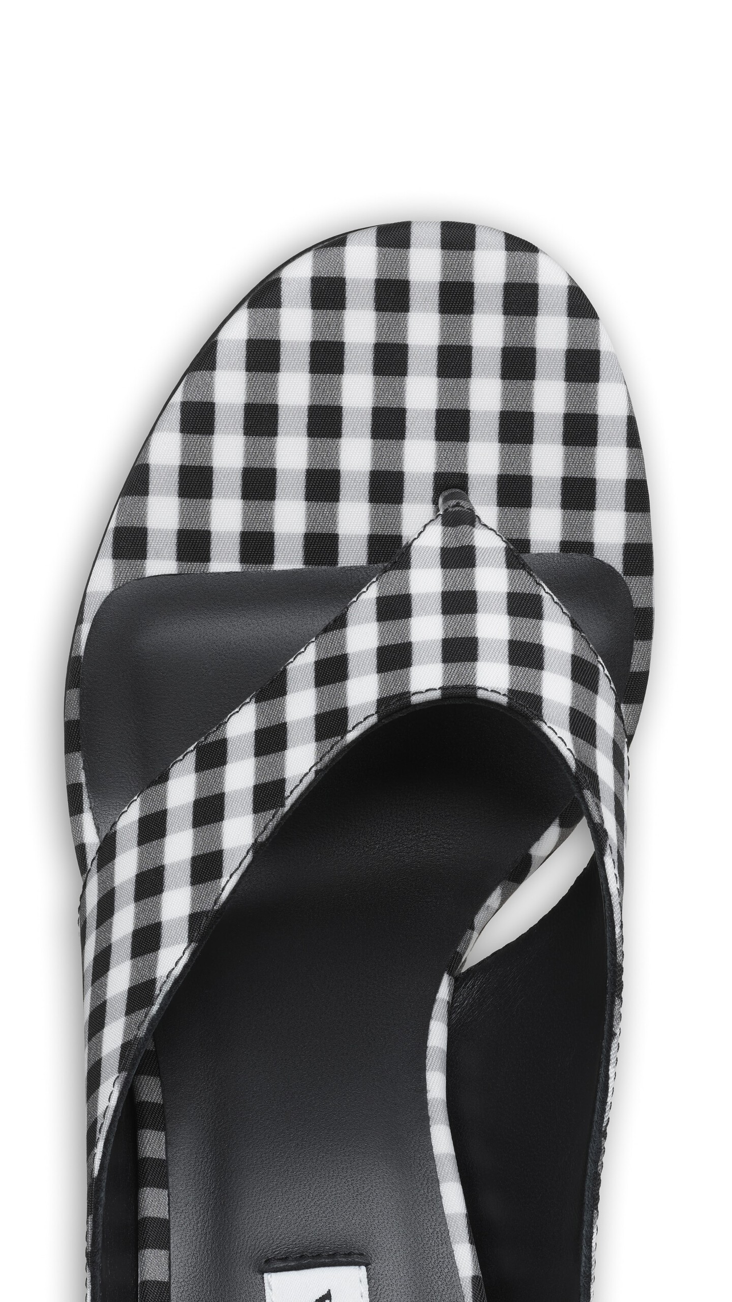 ALA&Iuml;A CUBE THONG MULES IN VICHY PRINT BLACK/WHITE - View 4