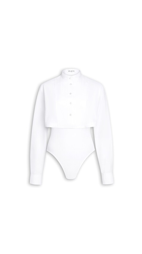 ALA&Iuml;A LAYER COTTON POPLIN SHIRT WHITE