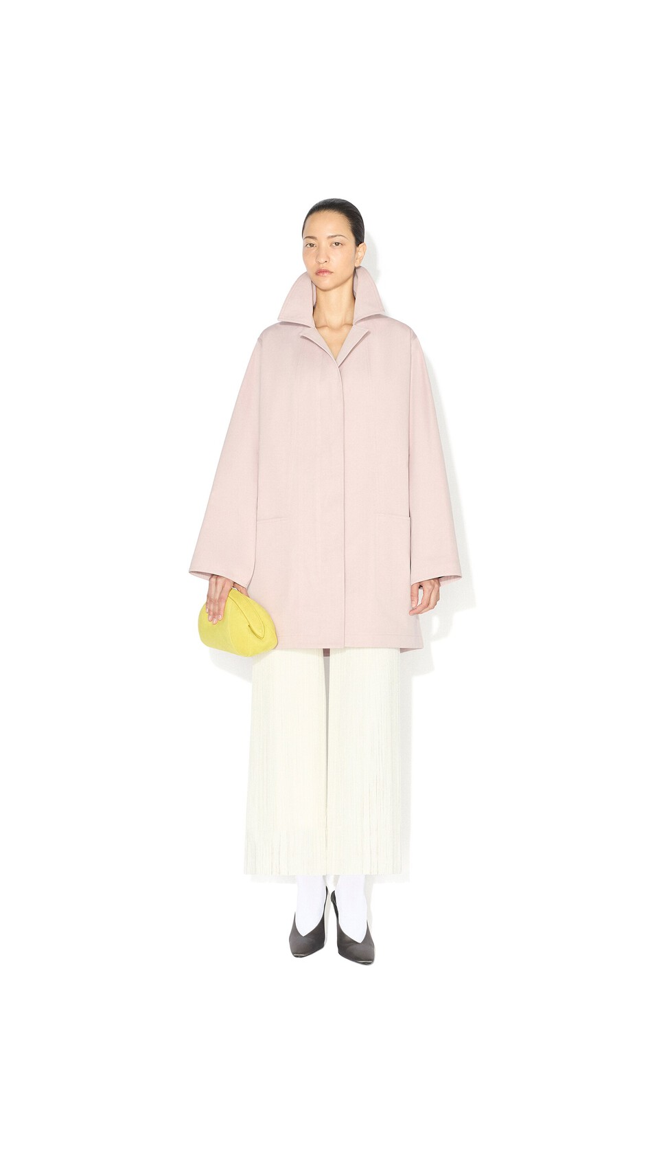 ALA&Iuml;A A-LINE SILK COTTON COAT PINK - View 2
