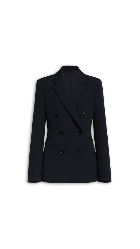 ALA&Iuml;A WOOL CREPE CINCHED BLAZER BLACK