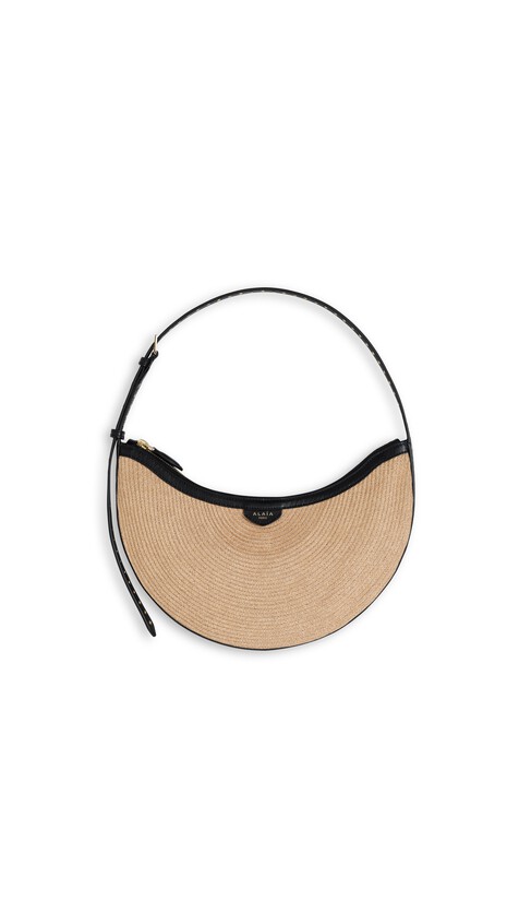 ALA&Iuml;A ONE PIECE DEMI LUNE BAG IN PAPER STRAW NATURAL