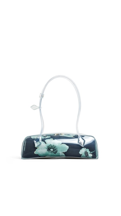 ALA&Iuml;A LE TECKEL MEDIUM BAG IN POLYURETHANE AND FLOWER PRINT BLACK/GREEN
