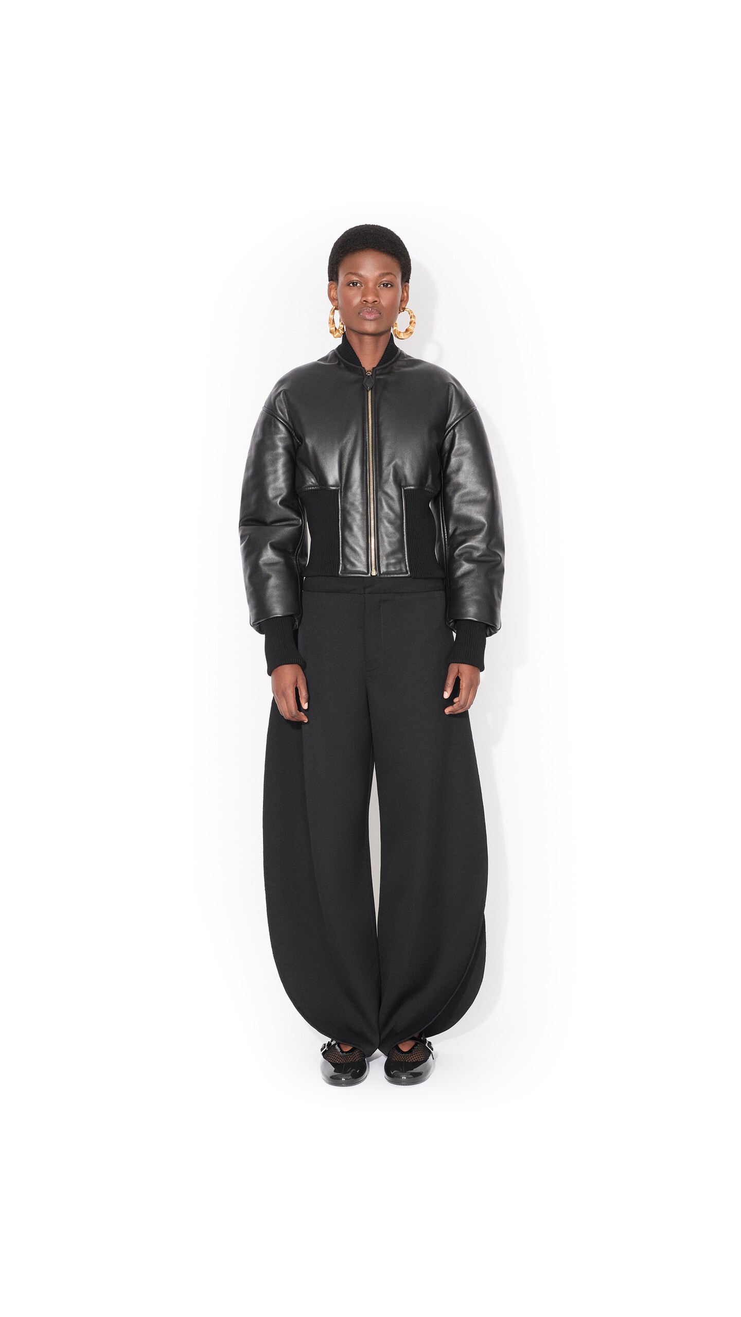 ALA&Iuml;A PETAL WOOL PANTS BLACK - View 2