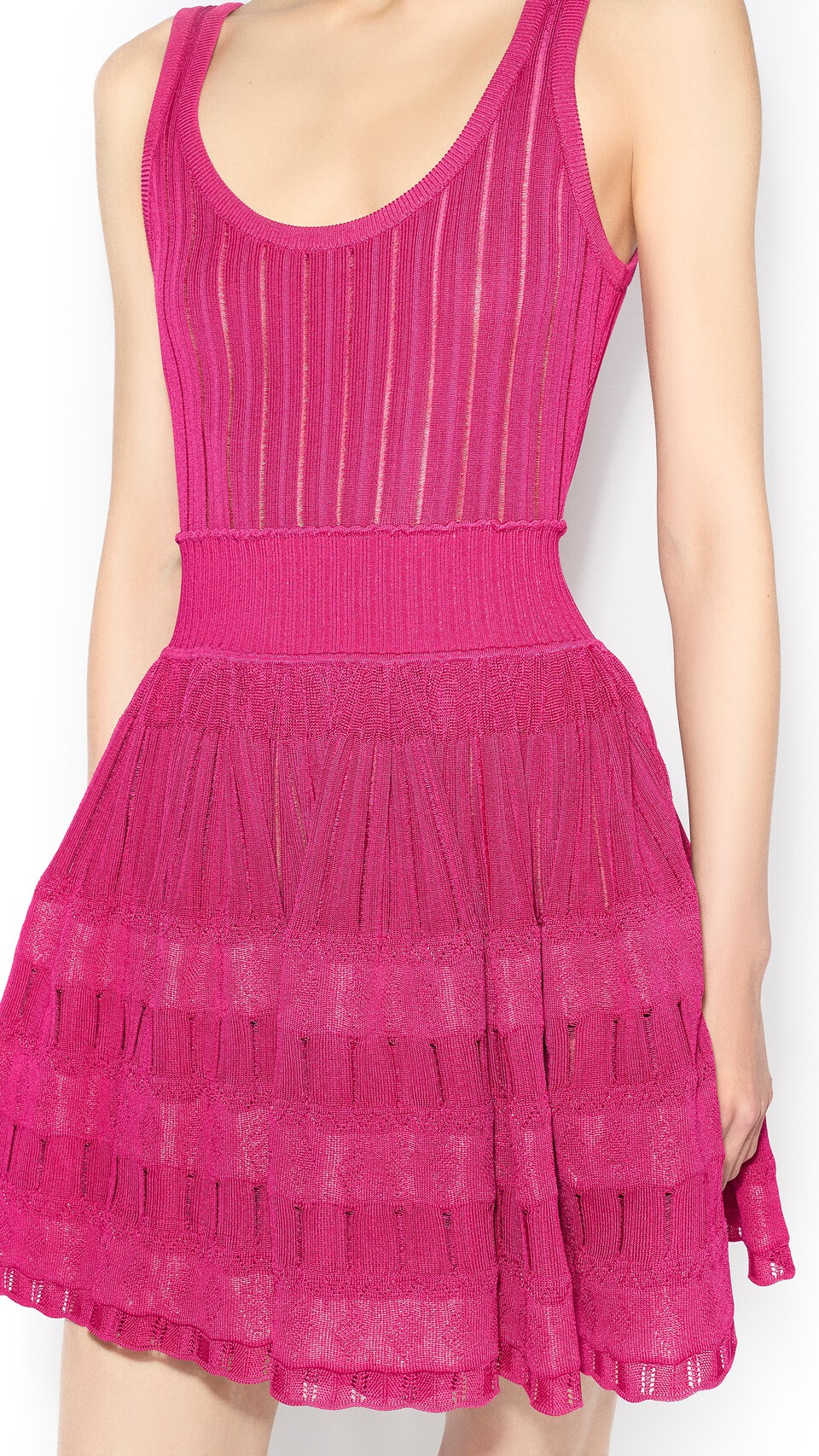 ALA&Iuml;A CRINOLINE KNIT DRESS BOUGAINVILLEA - View 4