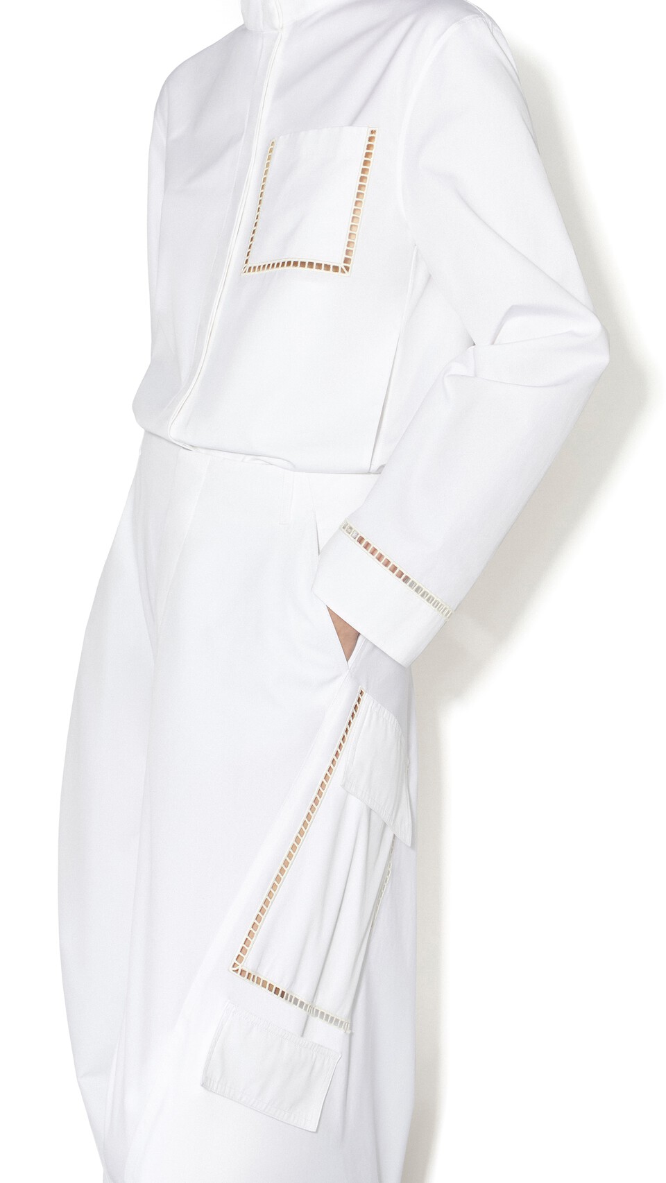 ALA&Iuml;A POPLIN LADDER STITCH SHIRT WHITE - View 4
