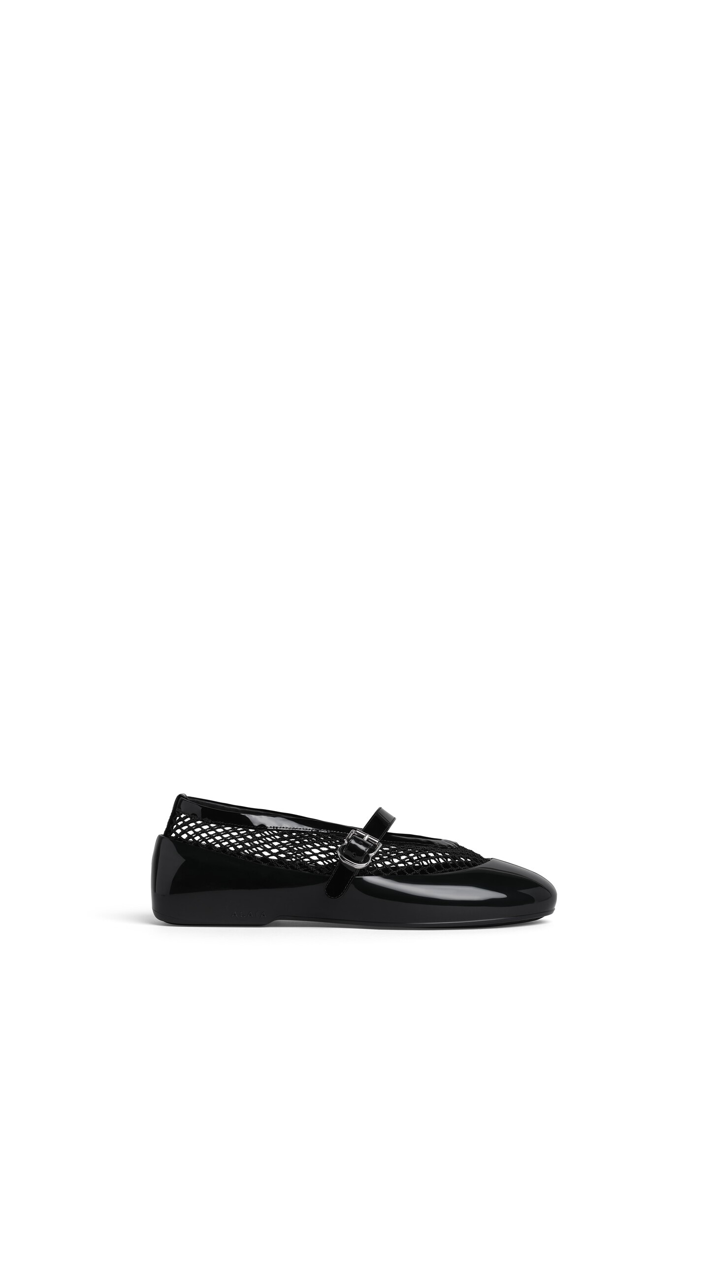 ALA&Iuml;A BALLET FLATS IN FISHNET & RUBBER OVERSHOES BLACK
