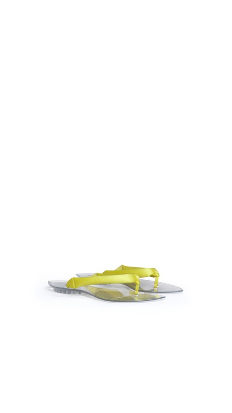 ALA&Iuml;A INVISIBLE THONG MULES IN SATIN LEMON YELLOW - View 2