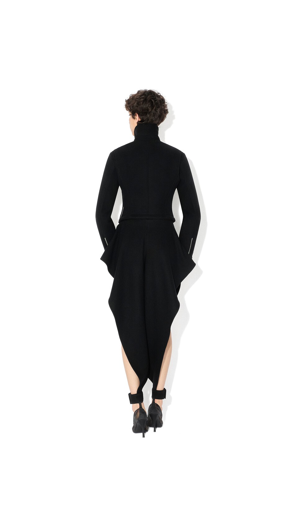 ALA&Iuml;A DOUBLE FACE WOOL BIKER JACKET BLACK - View 3