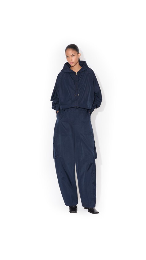ALA&Iuml;A SILK RADZIMIR HOODED WINDJACKET NAVY - View 2