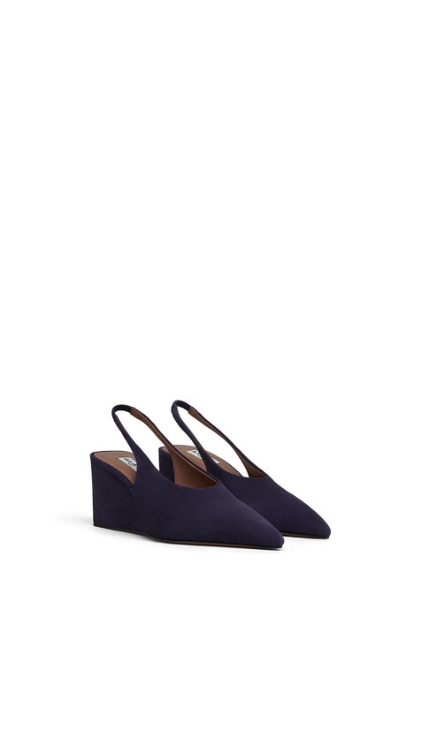 ALA&Iuml;A CUBE WEDGE SLINGBACKS IN SUEDE EGGPLANT - View 2