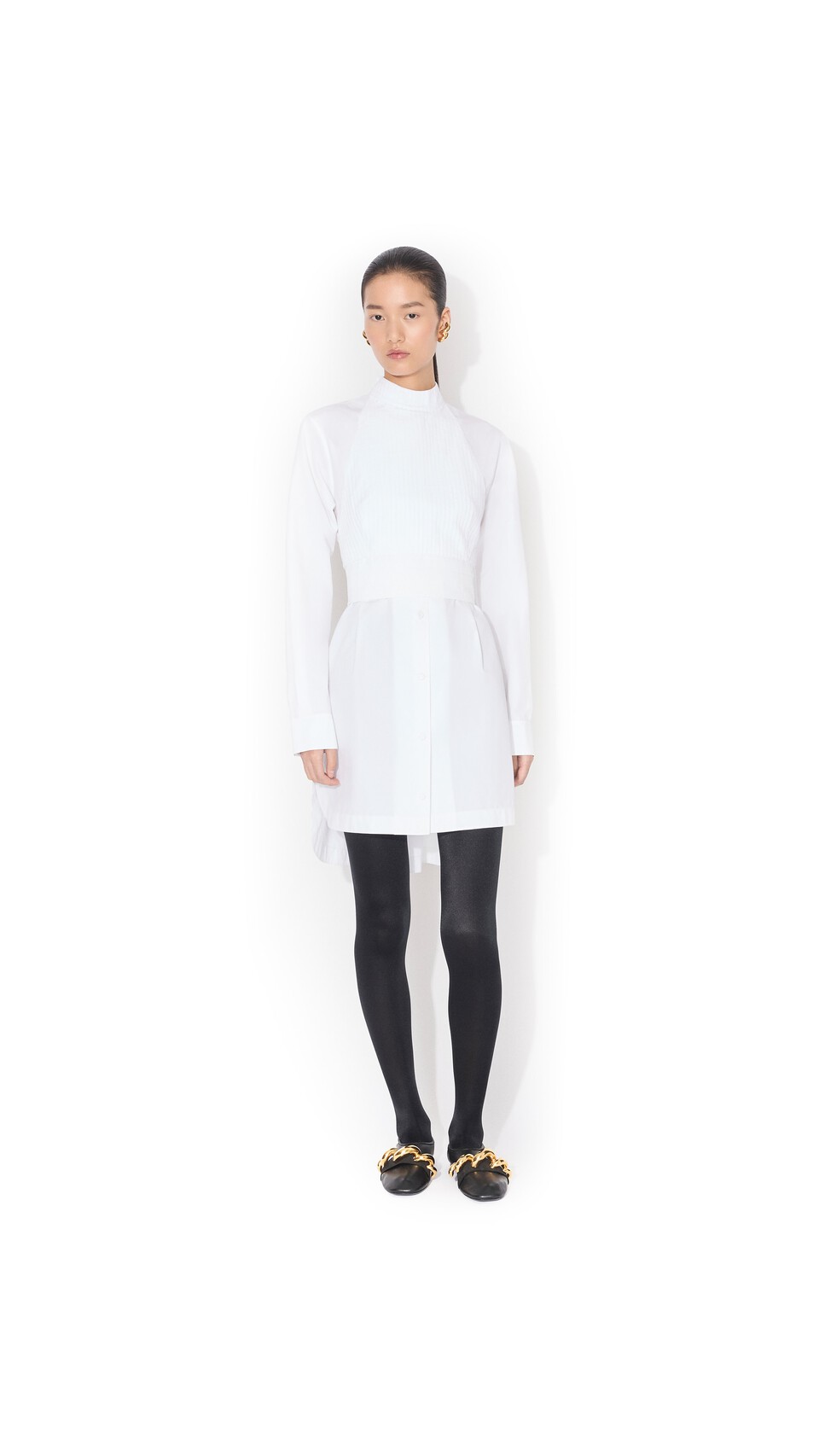 ALA&Iuml;A WRAP COTTON POPLIN DRESS WHITE - View 2