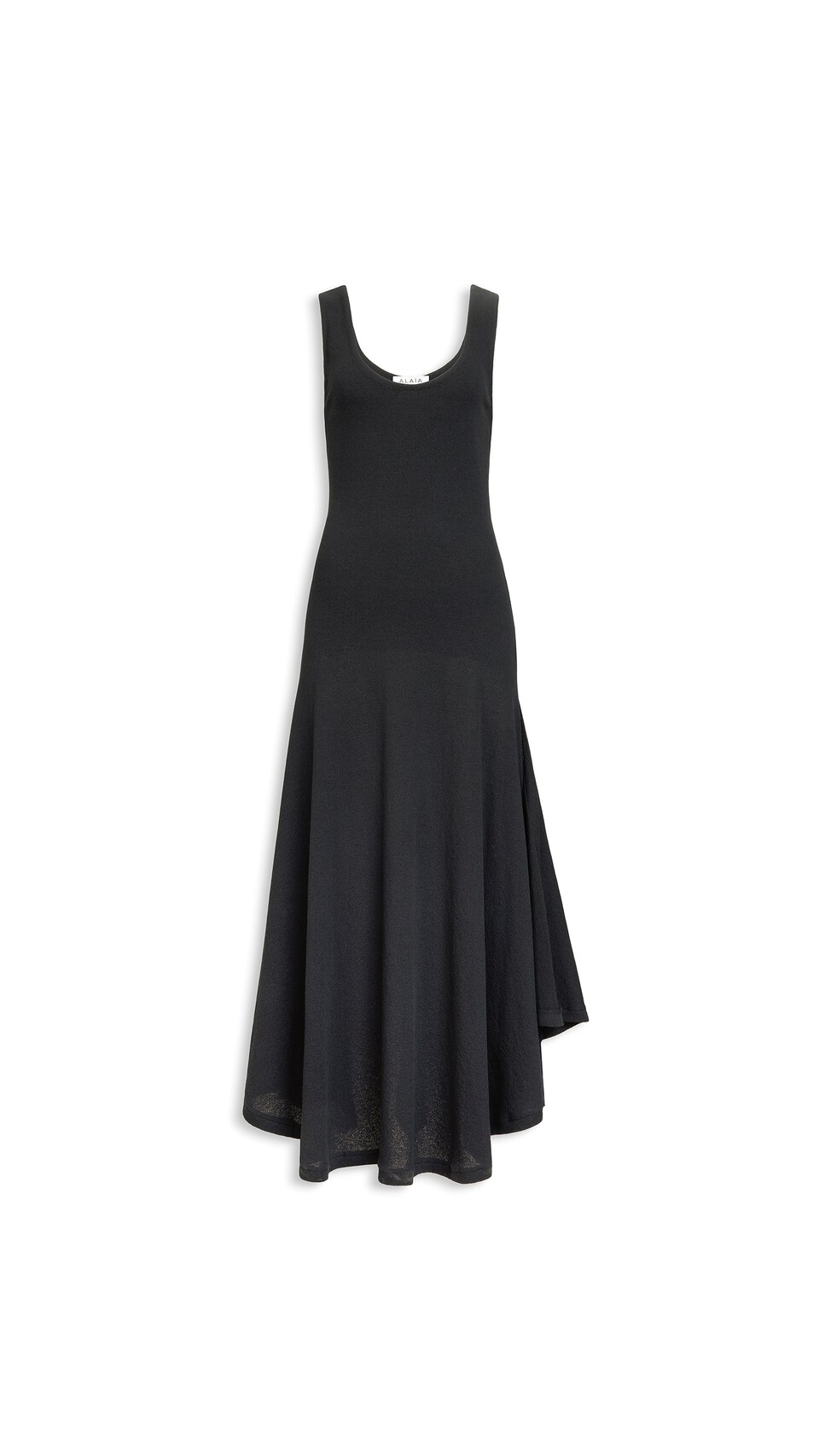 ALA&Iuml;A ASYMMETRIC COTTON CREPE DRESS BLACK