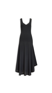 BLACK - ALA&Iuml;A ASYMMETRIC COTTON CREPE DRESS