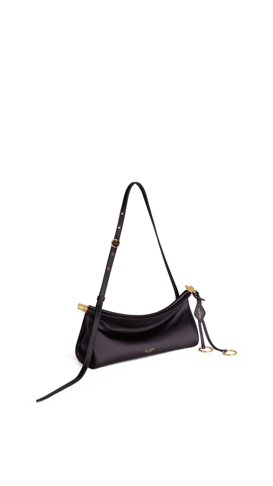 ALA&Iuml;A LE CLICK EAST WEST SMALL BAG IN SATIN ANTHRACITE - View 2