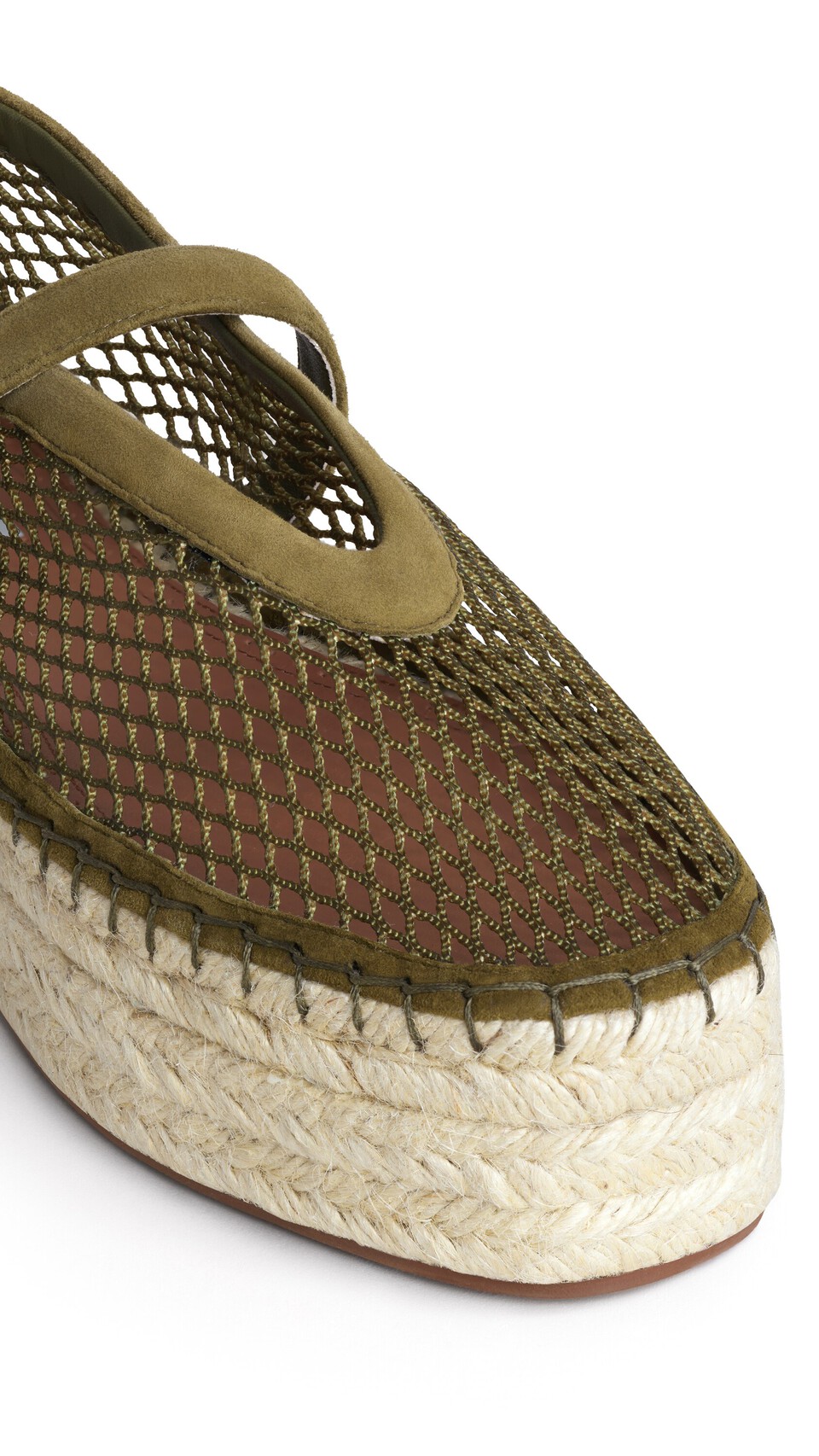 ALA&Iuml;A ESPADRILLES IN FISHNET AND SUEDE KAKI - View 4