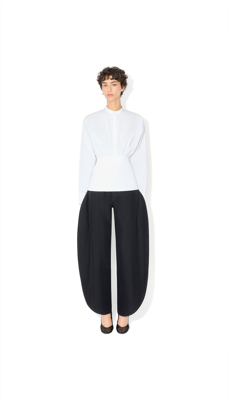 ALA&Iuml;A HEMD AUS BAUMWOLLPOPELINE MIT GERIPPTER TAILLE WEI&szlig; - View 2