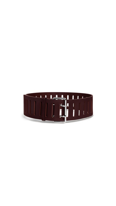 ALA&Iuml;A RECTANGULAR LARGE BELT IN NUBUCK BORDEAUX