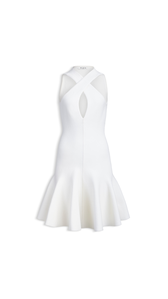 NATURAL WHITE - ALA&Iuml;A CROSS-FRONT KNIT DRESS