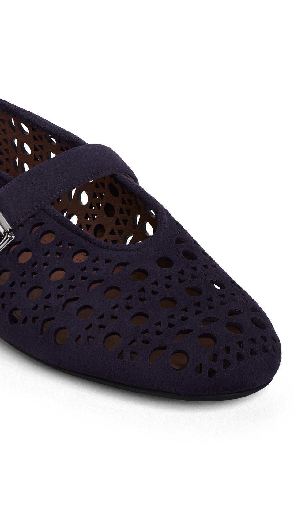 ALA&Iuml;A BALLET FLATS VIENNE IN SUEDE EGGPLANT - View 4