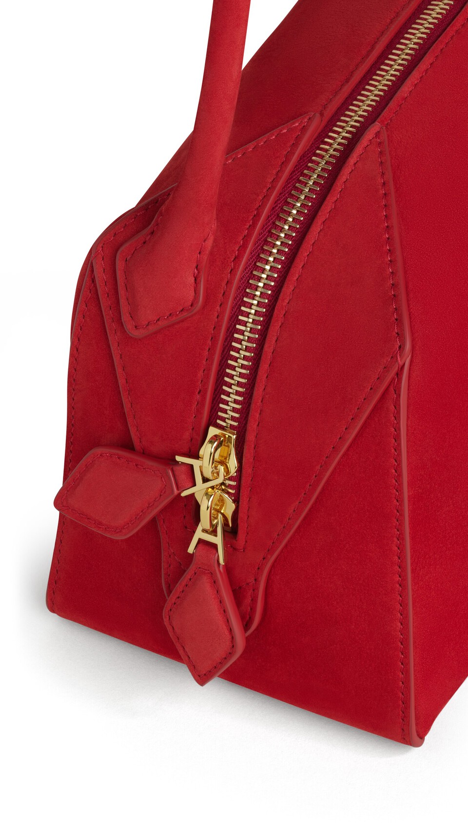 ALA&Iuml;A LE BOULEDOGUE SMALL BAG IN NUBUCK BRIGHT RED - View 3