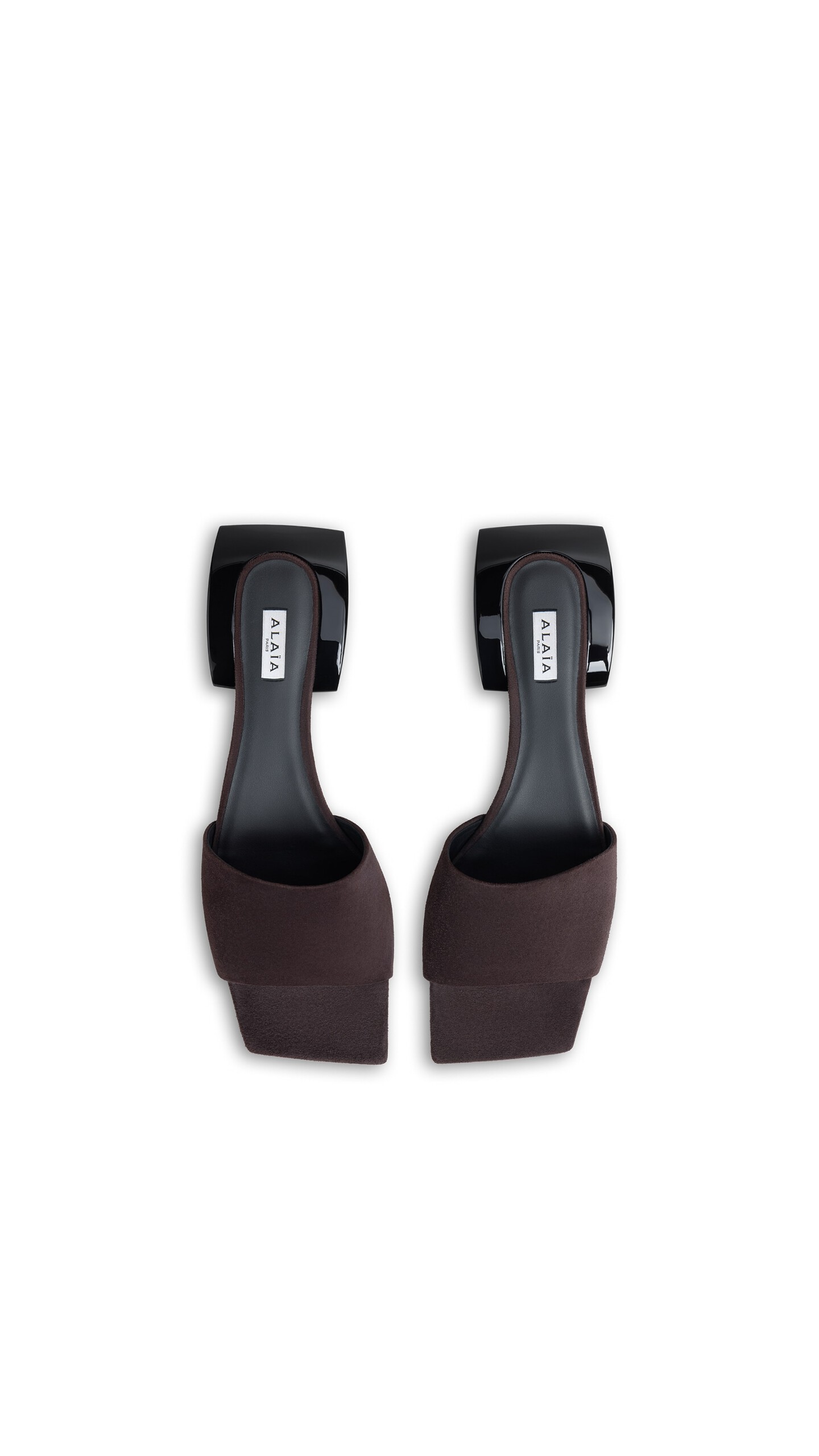 ALA&Iuml;A ELLIPSE MULES IN SUEDE DARK BROWN - View 4