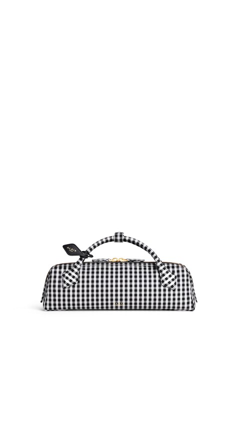 ALA&Iuml;A LE TECKEL CLUTCH IN VICHY PRINT BLACK/WHITE