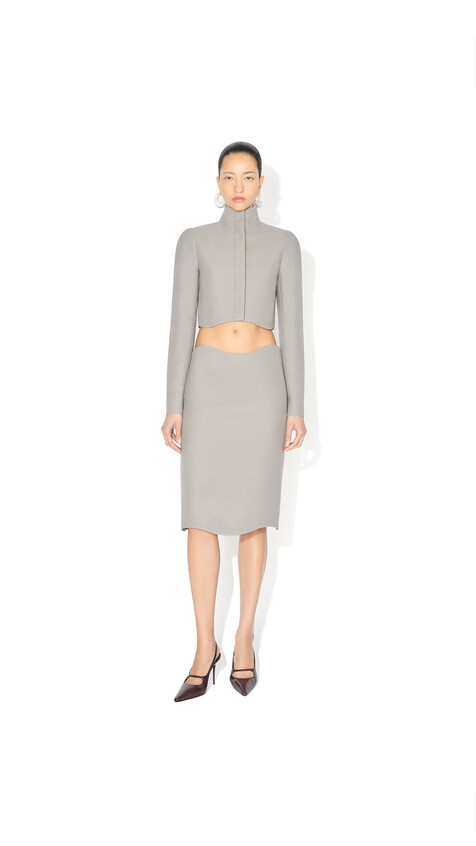 ALA&Iuml;A WOOL CREPE TAILORED JACKET GREY - View 2