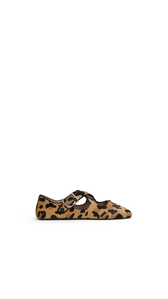 BROWN - ALA&Iuml;A CRISS CROSS BALLET FLATS IN LEOPARD HAIRCALF