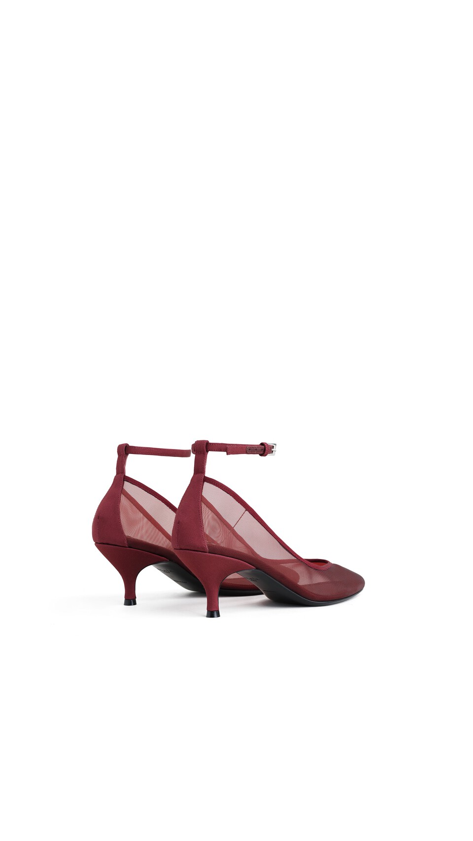 ALA&Iuml;A STRAPPY PUMPS IN MESH BORDEAUX - View 3