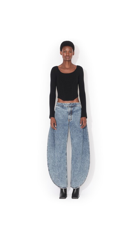 ALA&Iuml;A CORSET WOOL TOP BLACK - View 2