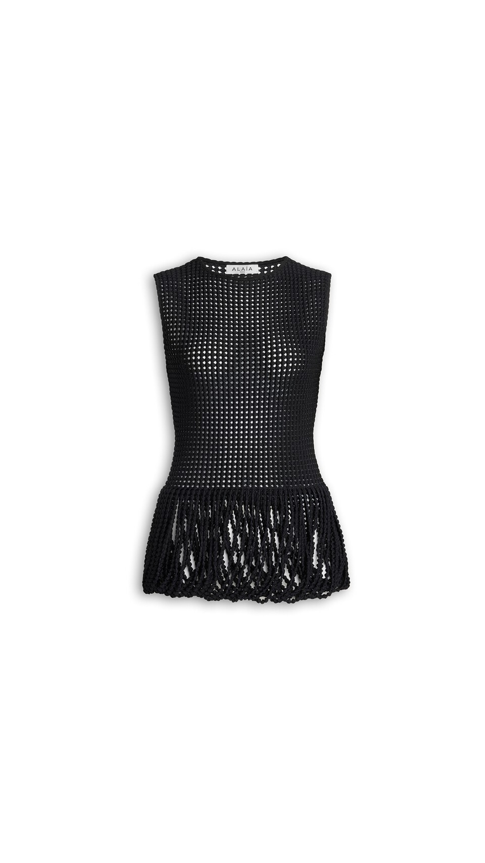 ALA&Iuml;A BEAD KNIT PEPLUM TANK TOP BLACK